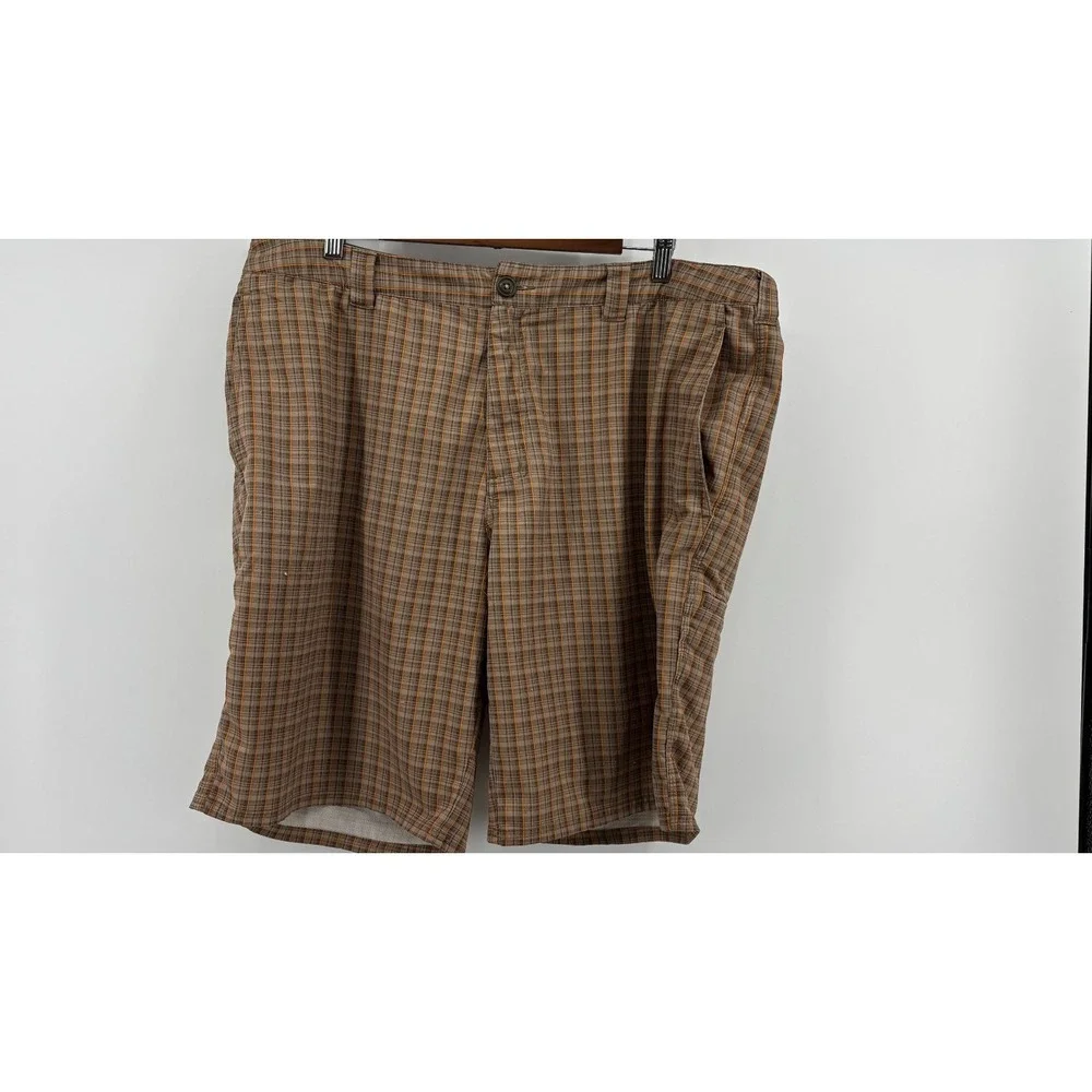 The North Face Mens Brown Plaid Stretch Flat Front Shorts CFX0 Size 38
